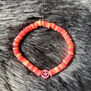 New Pink, Yellow and Orange Smiley Faced Clay Bead Artisan Bracelet